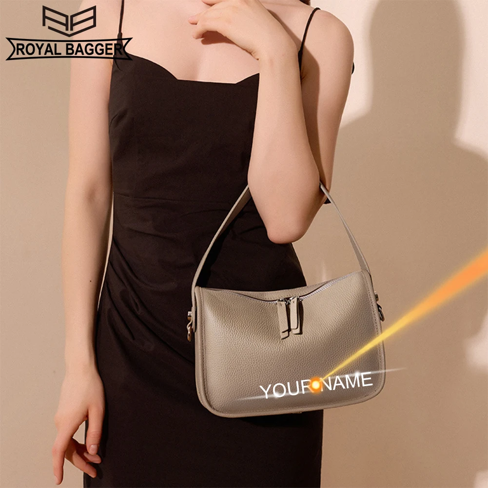 

Royal Bagger Shoulder Crossbody Bags for Women Large Capacity Genuine Cow Leather Simple Underarm Bag Fashion Vintage 2303
