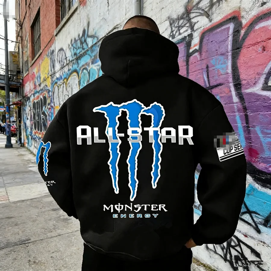 Monster Energy Hoodies – Charcoal Gray Streetwear Pullover For Men & Women