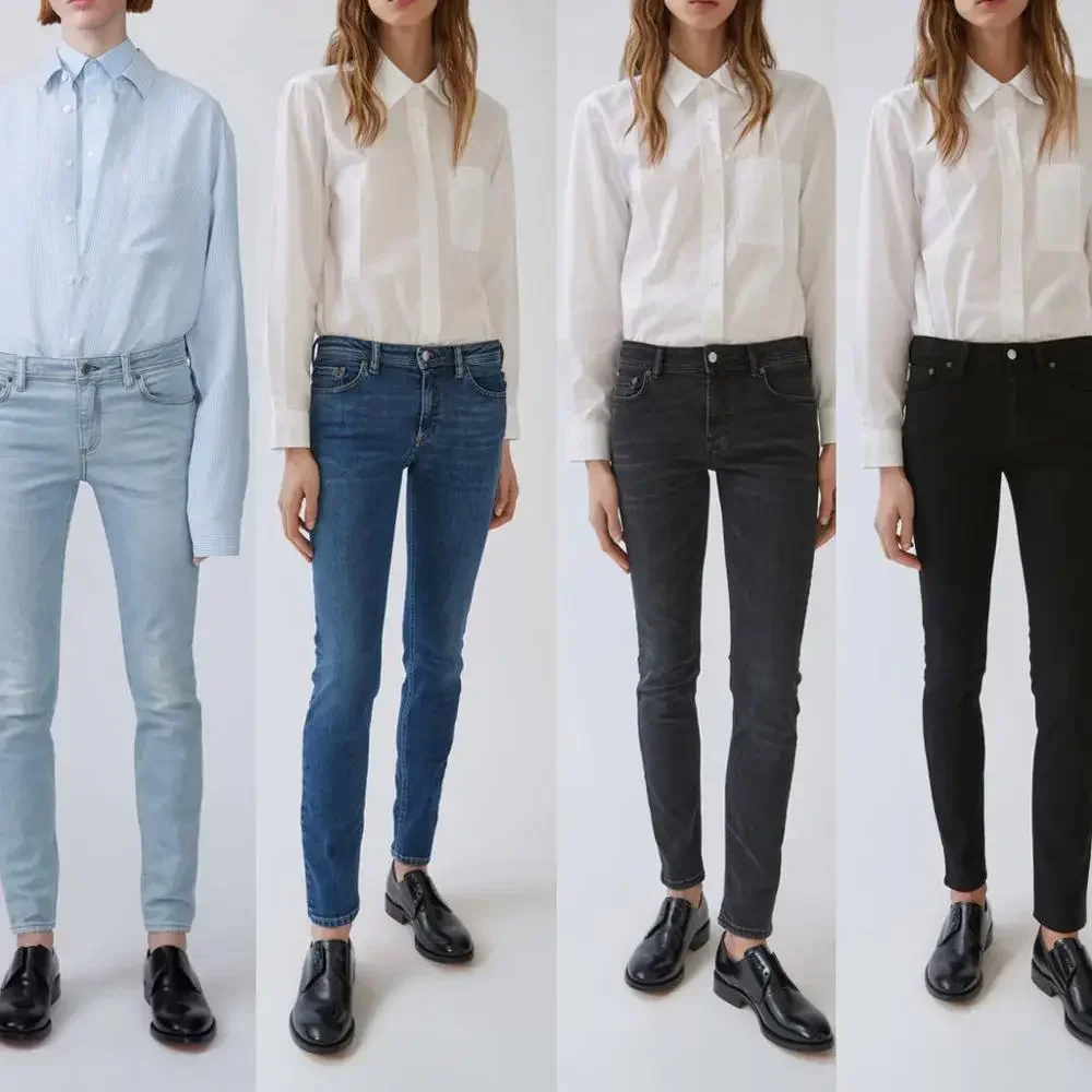 

Women's Jeans Classic Simple Four Colors Available Casual Versatile Narrow Jeans Women's Ribbon Pants