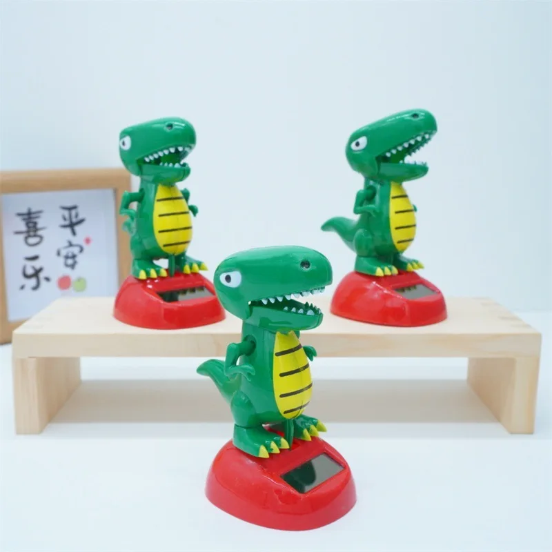Cute Tyrannosaurus Rex Solar Toy Creative Funny Automatic Swing Doll Office Desktop Ornaments Swinging Head Dinosaur Toys