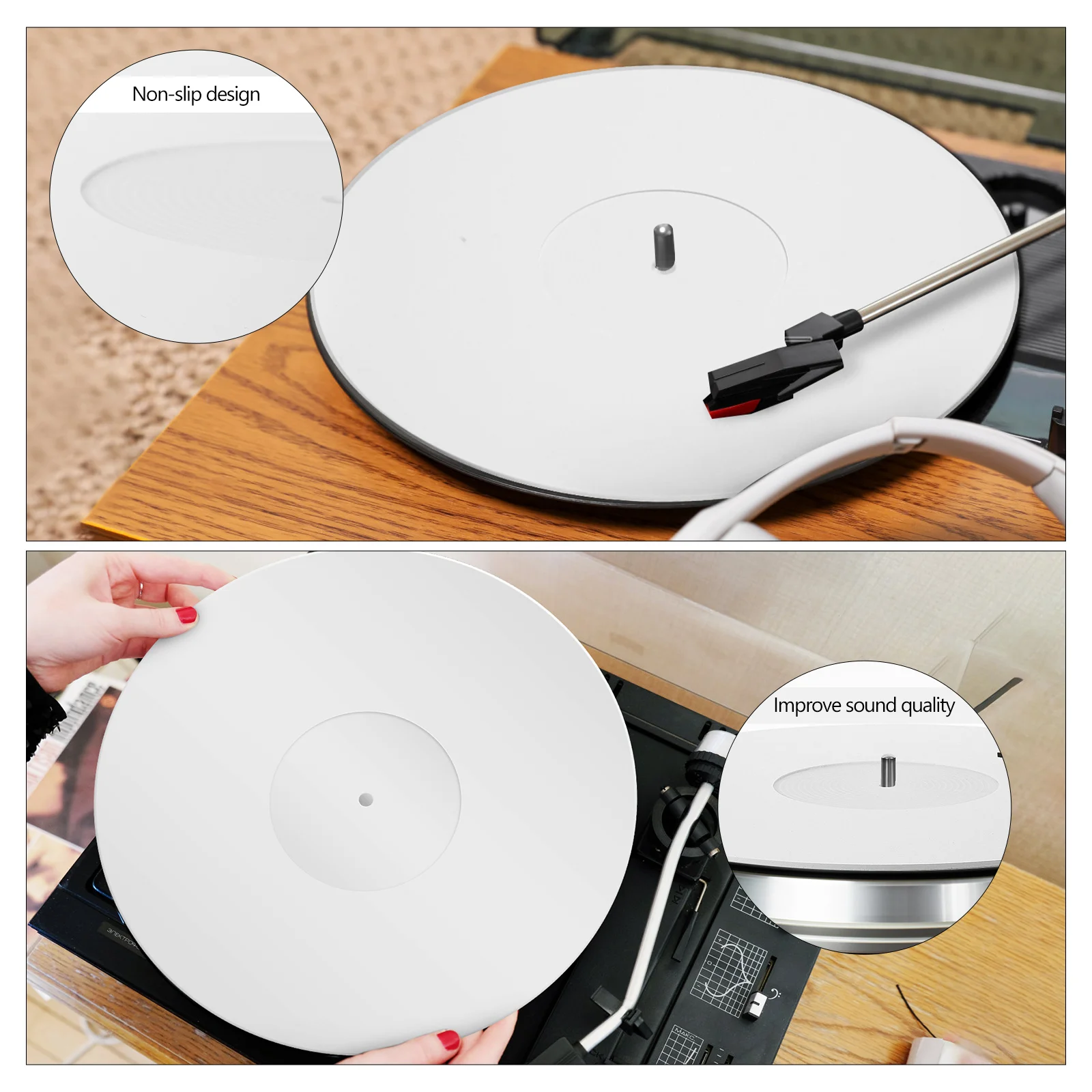 Alfombrilla Giratoria De Silicona Para Tocadiscos - 12 Pulgadas, Antiestática, Antideslizante, Mejora Sonido
