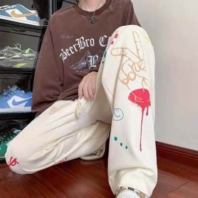 Korean version Harajuku style retro handsome high-waist-slimming straight leg wide leg pants men's and women's loose casual pant