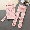 Women's Velvet Tracksuit Two Piece Set 2025 Spring Autumn Women's Zipper Jacket and Slant Pockets Pants Casual Outfit 5