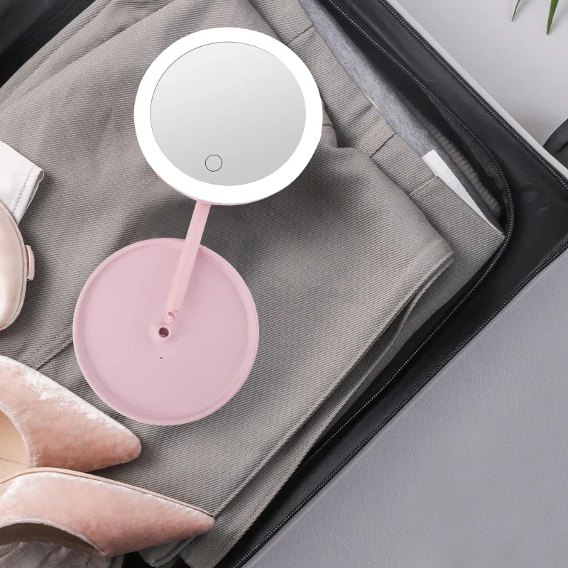 Makeup Mirror LED Vanity Mirror Intelligent Adjustable Three-color Light Desktop Fill Light One Touch Charging Model