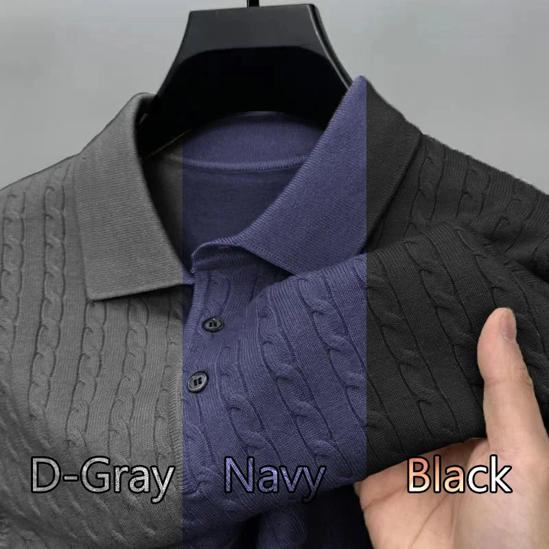 Animal Game 3 Pack Men's Knitted Pullover T-shirts Cable Button Polo Sweaters V-neck Long Sleeve Outdoor Business Polo Shirts