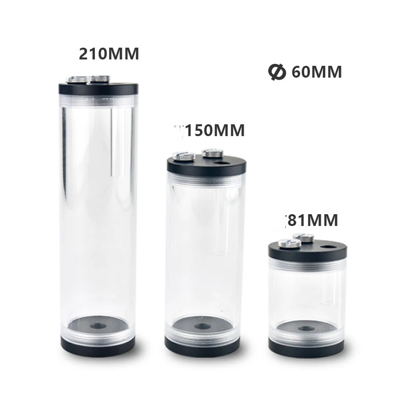 Cylinder Reservoir Water Cooling 81/150/210mm high 60mm thick transparent acrylic cylinder reservoir water cooling water tank