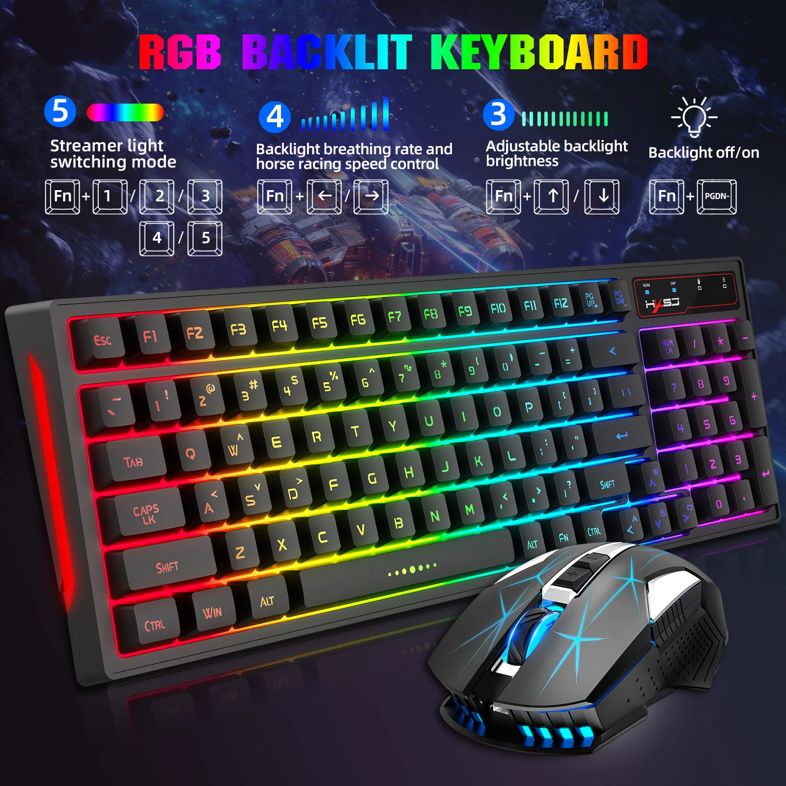 2.4G Wireless Keyboard and Mouse Combo Mini Multimedia Full-size Keyboard Mouse Set For Computer Notebook Laptop Desktop