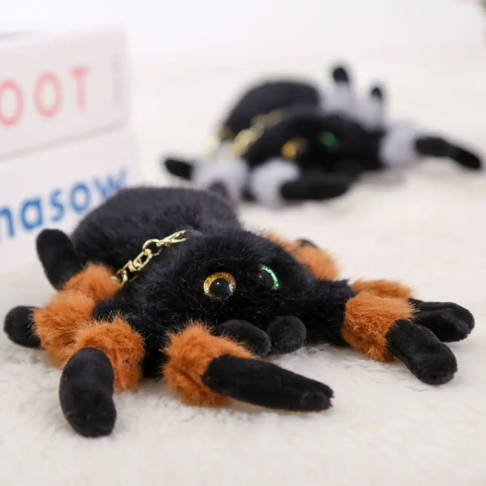 PP Cotton Color Spider Doll Keychains Fluffy Lifelike Colored Eye Spider Plush Pendant Simulation Comfortable