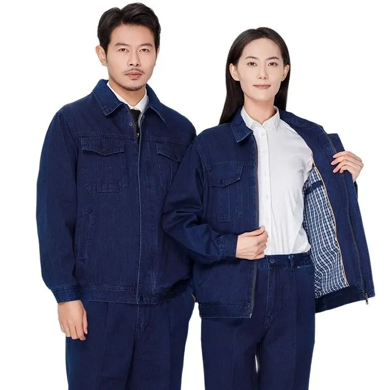 

Cotton Denim Uniforms Set Double Layer Work Suit Welding Electrician Labor Clothing
