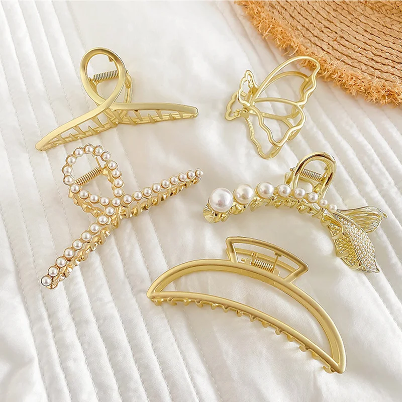 Hair clip Women Hollow Geometric Metal Claw Cross Hairpin Headband Non Slip Accessories
