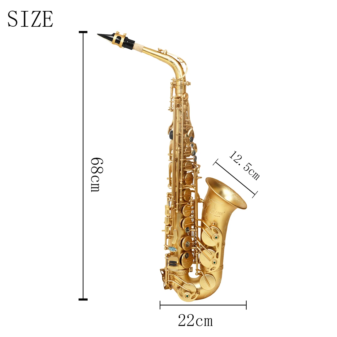 Slade Altsaxophon mit E-Flat Ton Messing Abalone Shell Keyed Saxophon mit Box Strap Reed Teile schwarz vernickelt/Gold – Detail 4