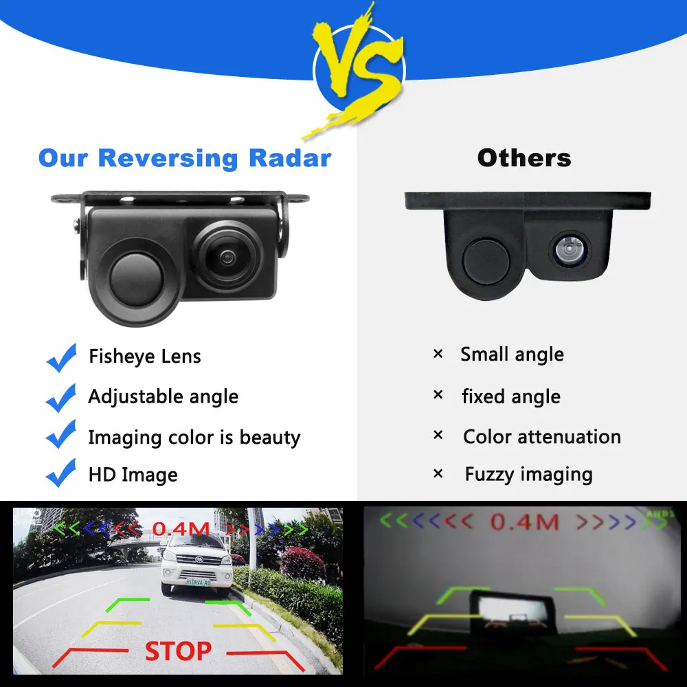 SMARTOUR HD Car Rear View Camera 2 in 1 Parking Radar Detector Sensor Night Vision Waterproof Reverse Camera