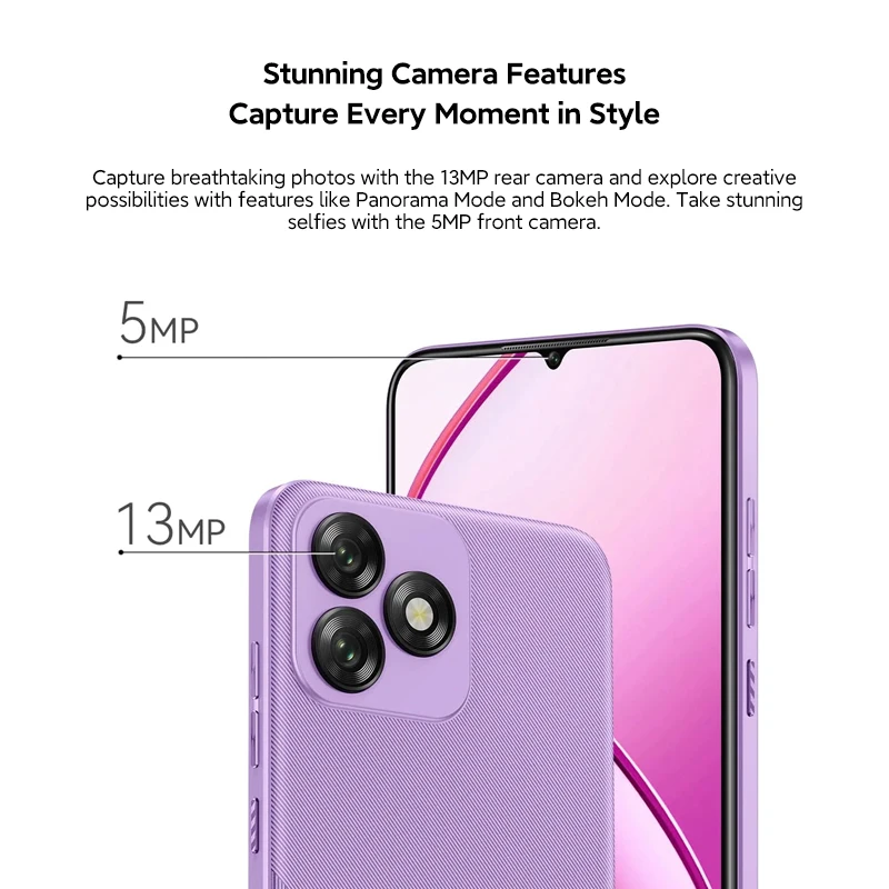 OUKITEL C53 Smartphone 6.6-Inch HD+ Display 4GB RAM 64GB ROM 13MP Camera 3.5mm Jack Corning Gorilla Glass 5 Android 14 Cellphone 5