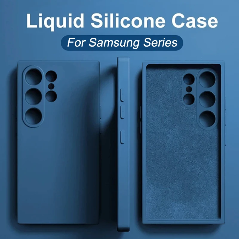 New Upgraded Liquid Silicone Phone case For Samsung Galaxy S24 S23 S22 S21 S20 Ultra Plus A34 A54 5G Soft Shockproof Cover