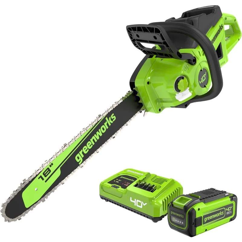 Greenworks 40V 18" Brushless Cordless Chainsaw (Great For Tree Felling, Limbing, Pruning, and Firewood / 75+ Compatible Tools)