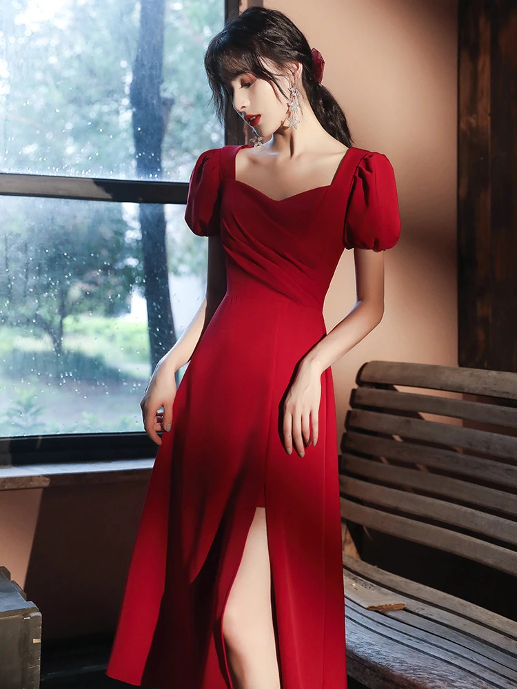 Robe longue de demoiselle d'honneur pour femmes, rouge vin, noir, sweat  shirt, haute croix, robe de bal de banquet, livraison gratuite | AliExpress