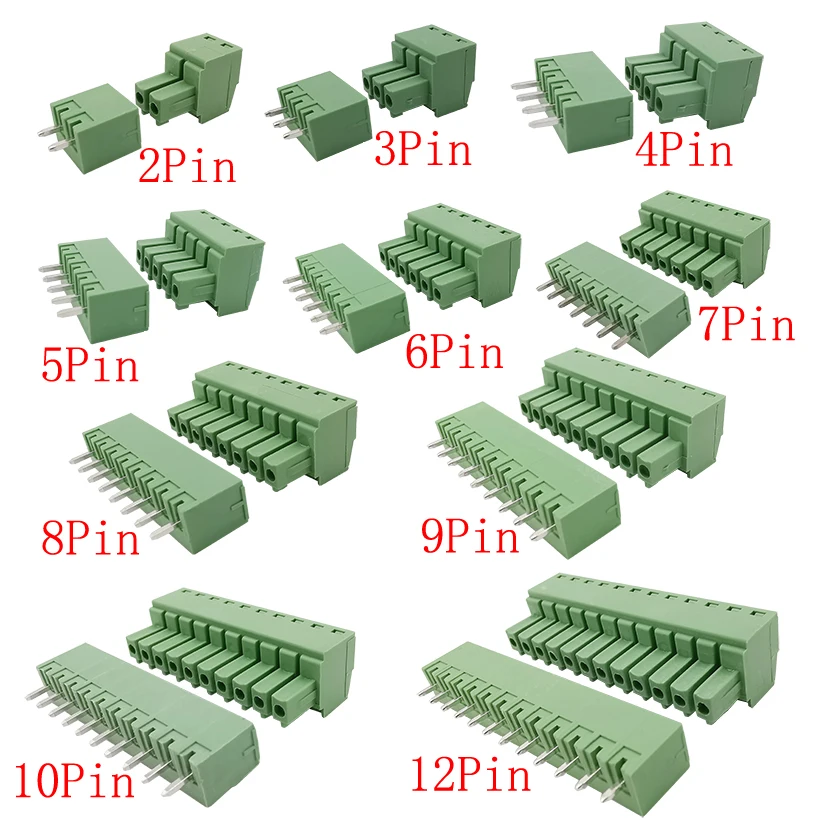 Description Picture 3 of item5Pairs KF2EDG 15EDG 3.5mm 3.81mm 2P-12Pin Straight Needle/Right Angle PCB Screw Terminal Block Connector Pin Header Plug Socket
