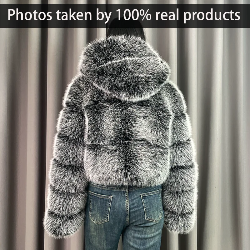 Cropped Bubble Fur Coat Womens Cropped Coat Bubble Faux Fur Jacket