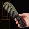 Natural Yak Horn Comb Handmade Carving Handle Smooth Anti-Static Scalp Health Care Massage Comb Wide & Fine Tooth for All Hair 1