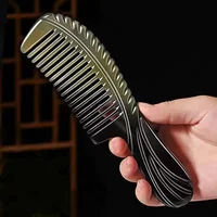 Natural Yak Horn Comb Handmade Carving Handle Smooth Anti-Static Scalp Health Care Massage Comb Wide & Fine Tooth for All Hair 1