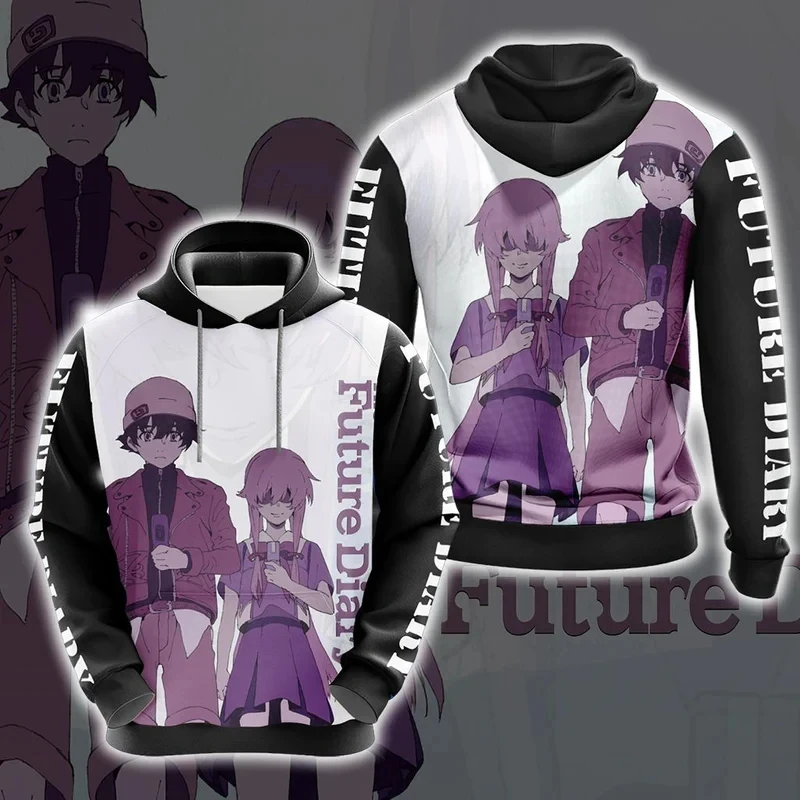 

Anime Future Diary Hoodies For Men Clothes Manga Mirai Nikki Sweatshirts Cosplay Gasai Yuno Clothes Amano Yukiteru Kid Y2k Tops