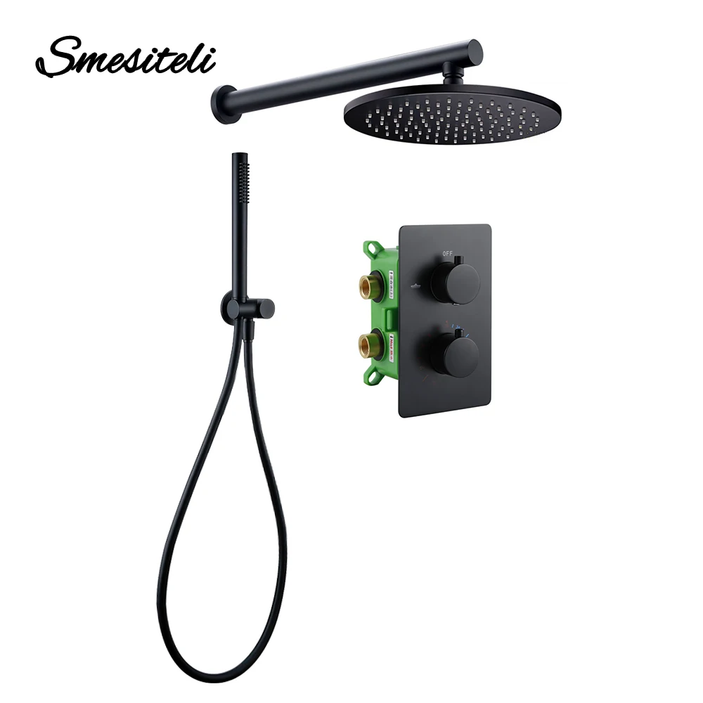 Thermostatic Shower Faucet Recessed Brass Valve Concealed Thermostat Tap Bathroom Shower System 8-16 Inch bathroom shower faucet set,thermostatic mixing valve