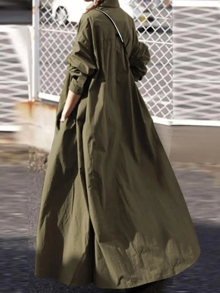 รูปสินค้า ชุดสตรี Maxi Kaftan แขนยาว ผ้าลินิน ฤดูใบไม้ร่วง