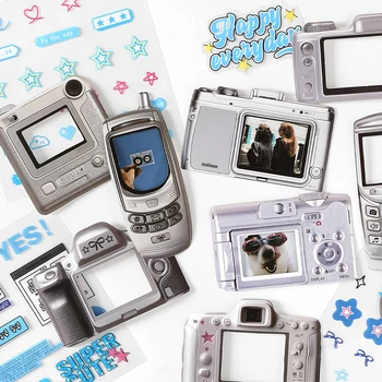 15pcs Kawaii Ins Electronic Memory Stickers Material Pack DIY Diary Phone Case Handmade Scrapbook Aesthetic Stationery Stickers 1