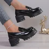 Shoes Female 2024 Fashion Slip-on Women's Loafers Sponge Bottom Autumn Mary Janes Round Toe Patent Leather Platform Shoes Ladies 1
