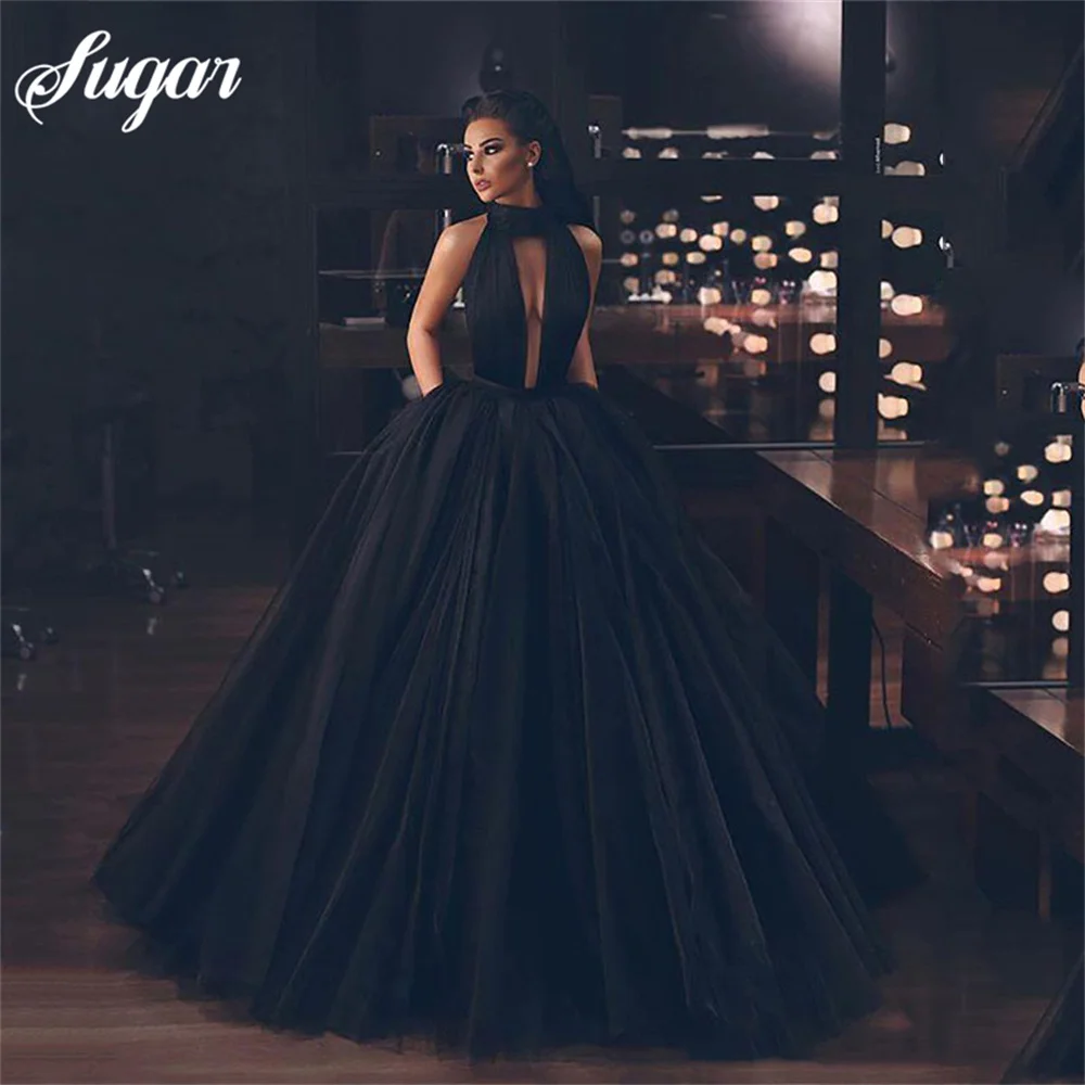 

Женское свадебное платье It's yiiya, черное ТРАПЕЦИЕВИДНОЕ ПЛАТЬЕ С Боковым Разрезом, высоким воротом и открытой спиной в стиле бохо на лето 2019