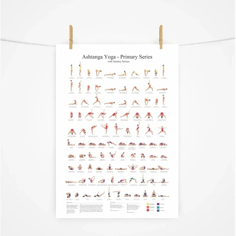 Ashtanga Primary Series Yoga Posters, Canvas Painting, Prhonneur, Wall Art Decor, Girls Fitness Gifts, Gym Room Decoration