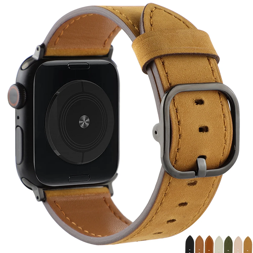 

Vintage Leather Strap For Apple Watch Band 49mm 44mm 45mm 41mm 40mm Frosted Bracelet Accessorie iWatch Series 8 7 SE 6 5 3 Ultra