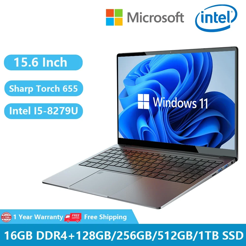 2023 Metal Notebooks Windows 11 Gaming Laptops Business Office ultrabook 15.6" 8th Intel Core I5-8279U 32GB RAM 1TB SSD WIN10