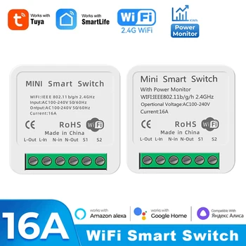 16A Tuya WiFi สมาร์ทสวิทช์ 2 ทิศทางสวิทช์ไฟสมาร์ทรีเลย์อัตโนมัติ Breaker Smart Life ทํางานร่วมกับ Alexa Google Home 1