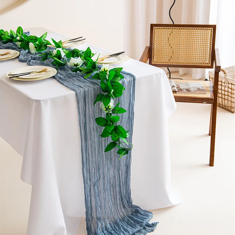 6 Caminos Mesa Largos Fiesta Camino De Mesa De Gasa Azul Bebé - 6 Piezas De 10 Pies, Decoración Rústica Para Bodas, Fiestas Y Eventos Decoración Mesa Bodas Eventos