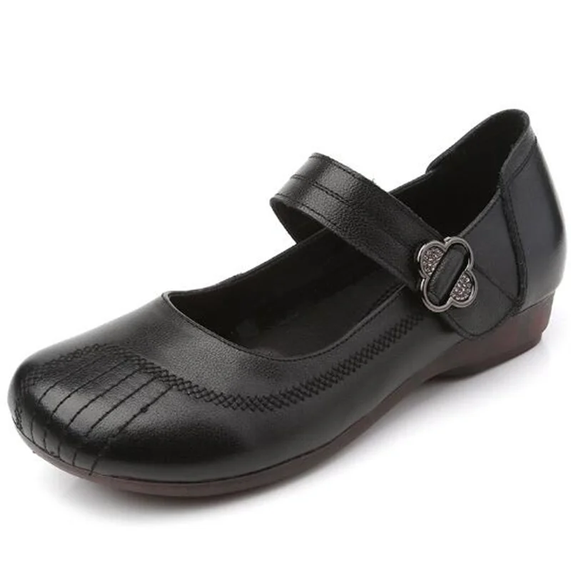 

2022 New High Quality Soft Cowhide Women Flat Shoes Mom Leather Shoes Fashion Casual Shoes Large Size Women Shoes Trendy Flats