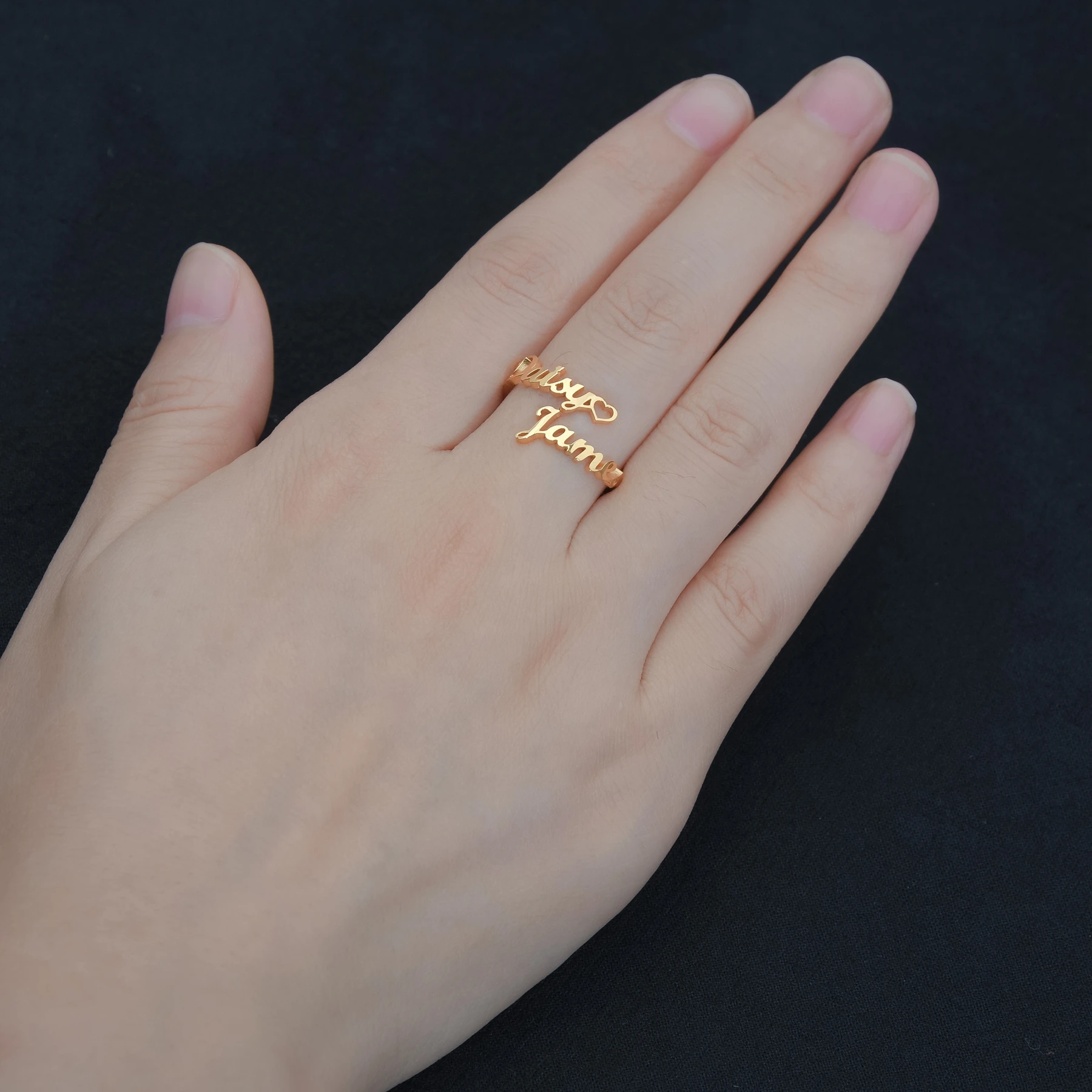 Acheerup New Trendy Customized Name Stainless Steel Rings for Couple Adjustable Heart Crown Ring Personalized Women Jewelry Gift