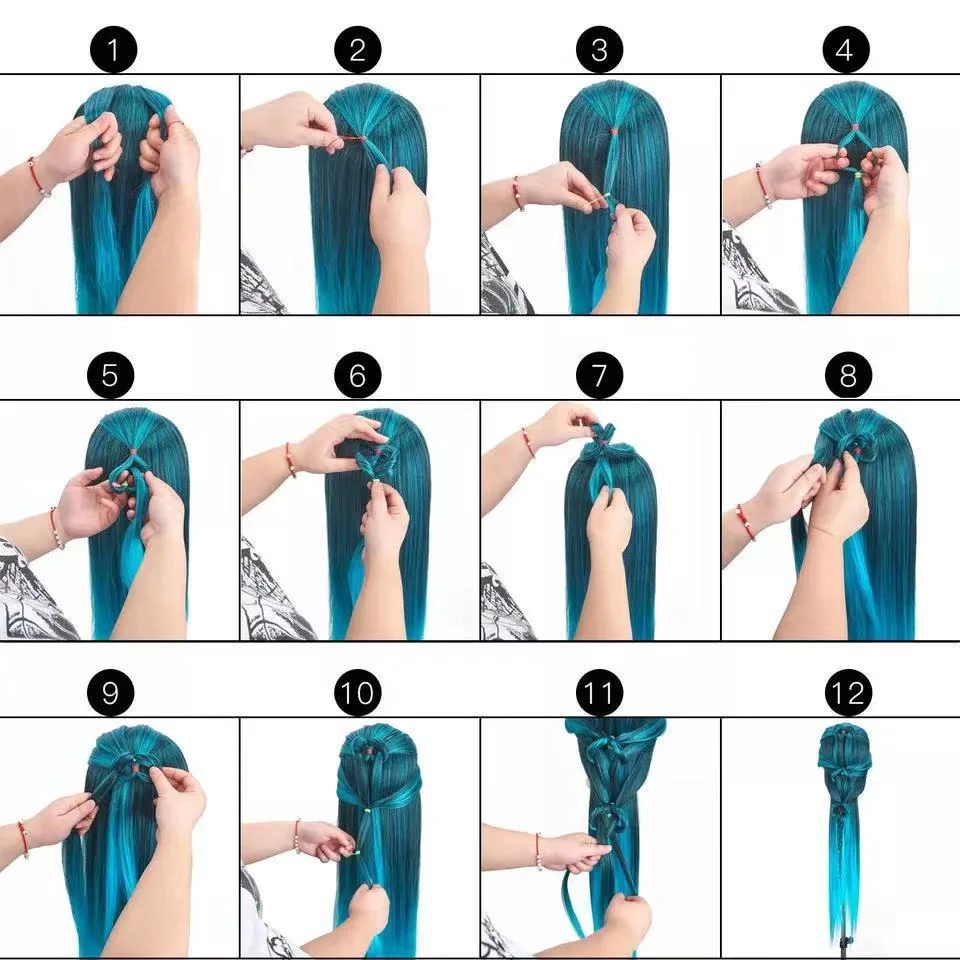 Colourful Synthetic Hair Mannequin Head With Free Clamp Stand And Tools 65cm Hair Styling Training Manikin Cosmetology Doll Head