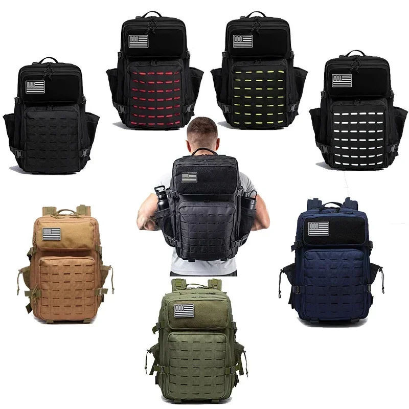 50L Sturdy  Tactical Backpack Bag Hunting MOLLE Backpack GYM Backpack Outdoor Hiking Rucksack Witch 2 Bottle Holders 6