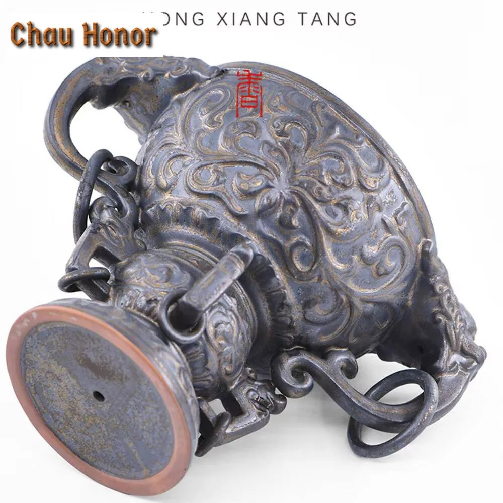 Antique Iron Rust Glaze Ceramic Celestial Sphere Incense Holder Aesthetic Stand for Incense Scented Aromatic Candles Tea Craft