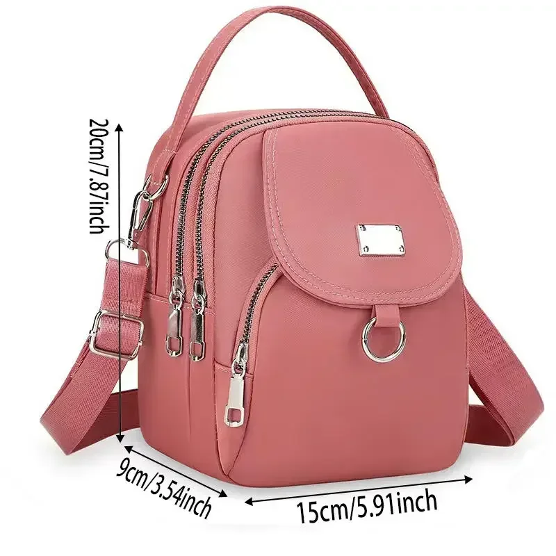 Women's Multi-compartment Nylon Shoulder Bag Outdoor Waterproof Crossbody Phone Bag Fashionable Soft Zipper Single Strap Bag