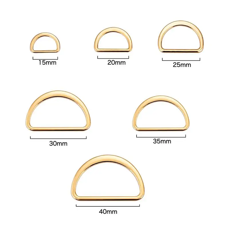 10pcs Metal D Ring Buckle D-Shaped Connection Alloy For Shoes Bags Backpack Buckles DIY Accessory 15/20/25/30/40mm
