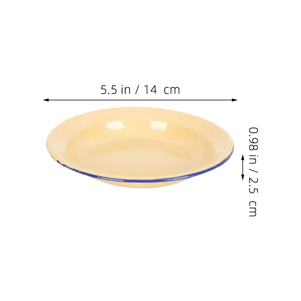 6Pcs Enamelware Plates Set Wide Shallow Design Multifunctional Serving Dishes for Pasta Rice Dessert Ice Cream Indoor Outdoor