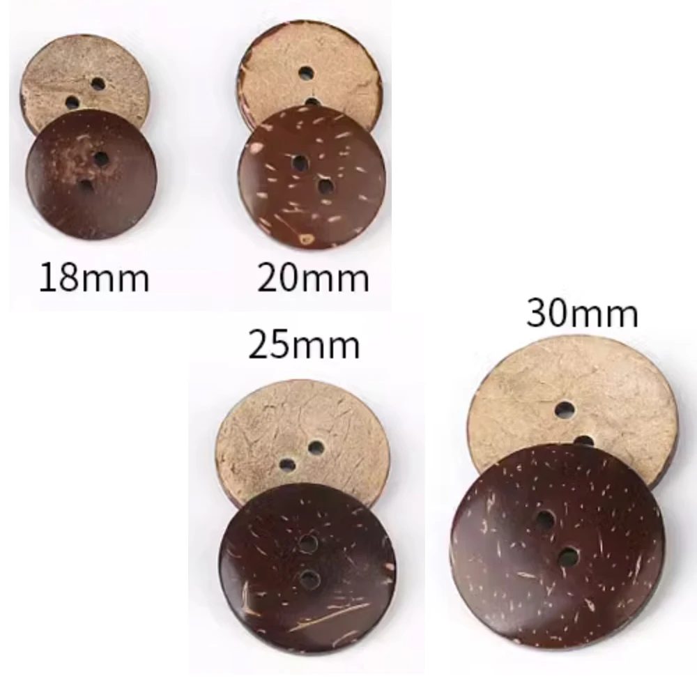 100pcs/lot 2 hole natural coconut buttons 18/20/25/30mm round sewing flatback brown buttons free shipping COCO010 3