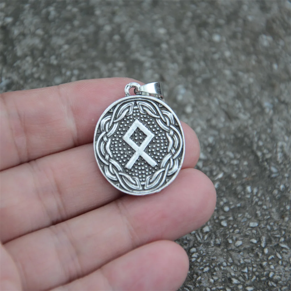 Фото Runic руны Отила амулет викингов Ворон на спине мужские и женские ожерелья №3