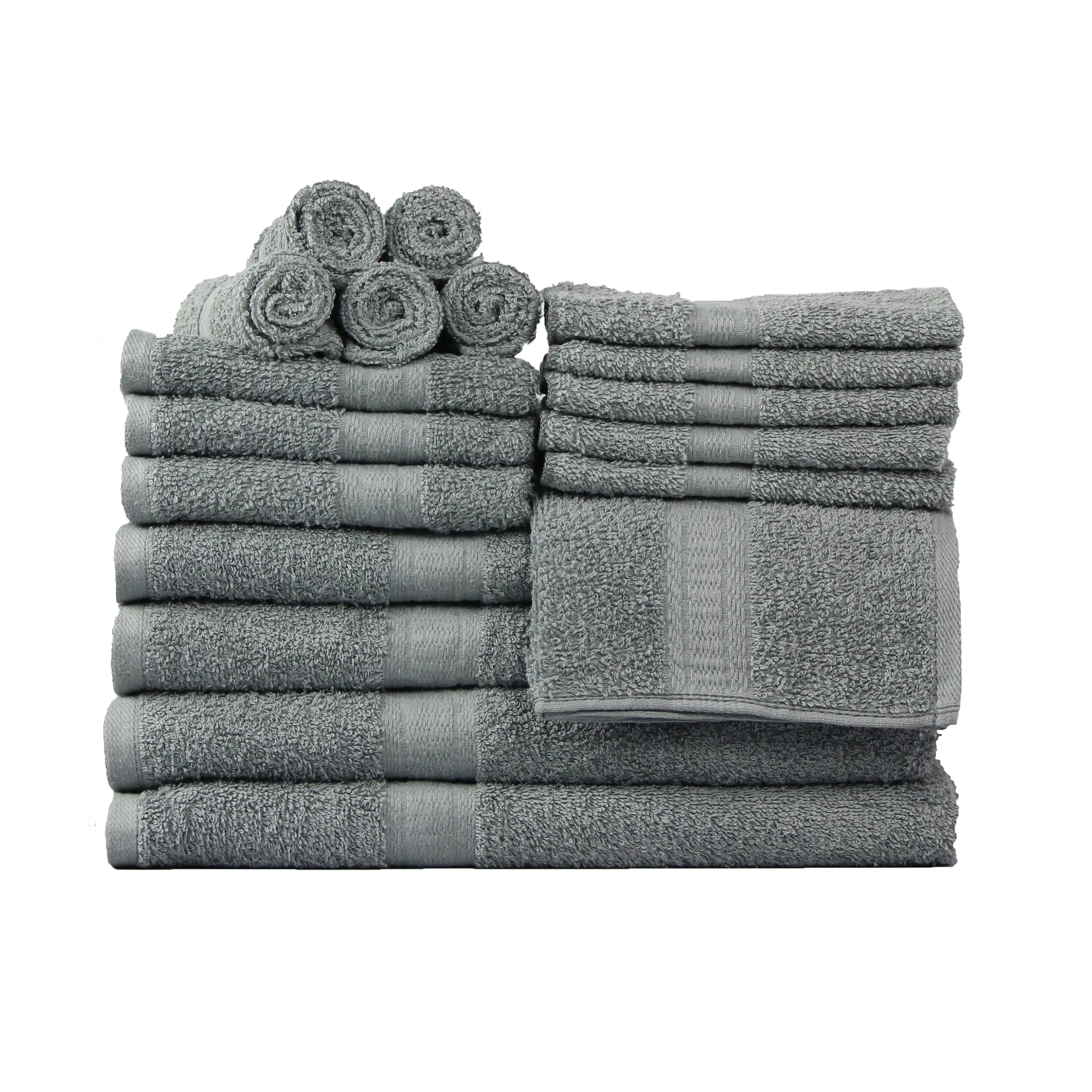 

Mainstays Basic Solid 18-Piece Bath Towel Set Collection, School Grey