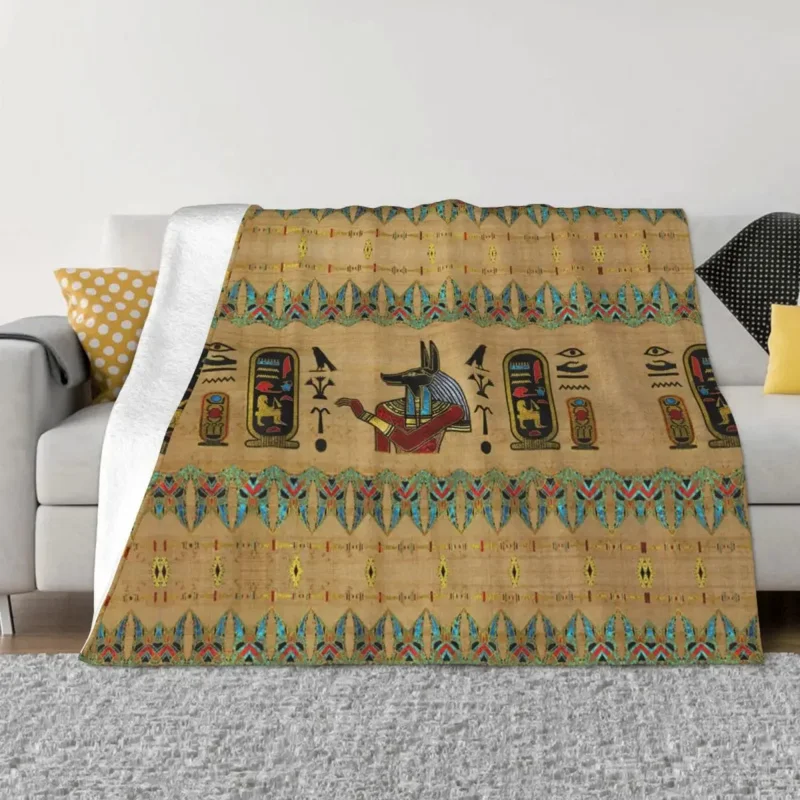 

Egyptian Anubis Ornament Fleece Throw Blankets Ancient Egypt Myth Blankets for Bed Travel Warm Bedspread