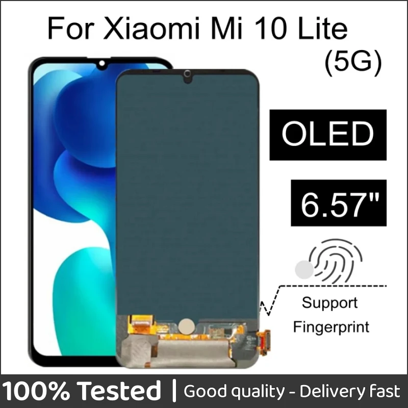 

6.57" OLED Display for XIAOMI MI 10 LITE 5G LCD Display Touch Screen Assembly Replacement M2002J9G 5G Phone MI 10LITE LCD