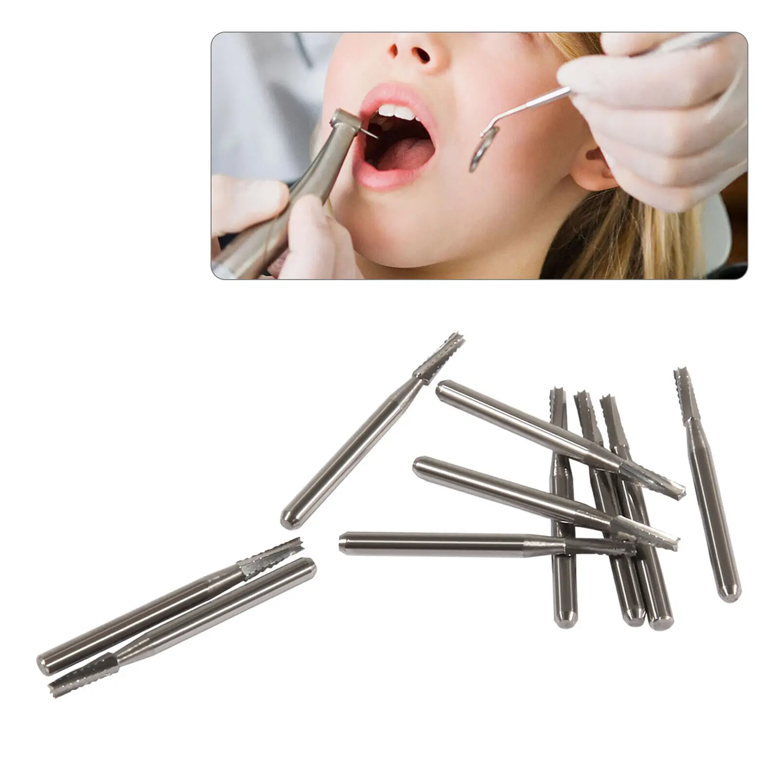 10pcs/1Box Dental Carbide Steel Burs Cone drill FG for High Speed Handpiece FG-702 4