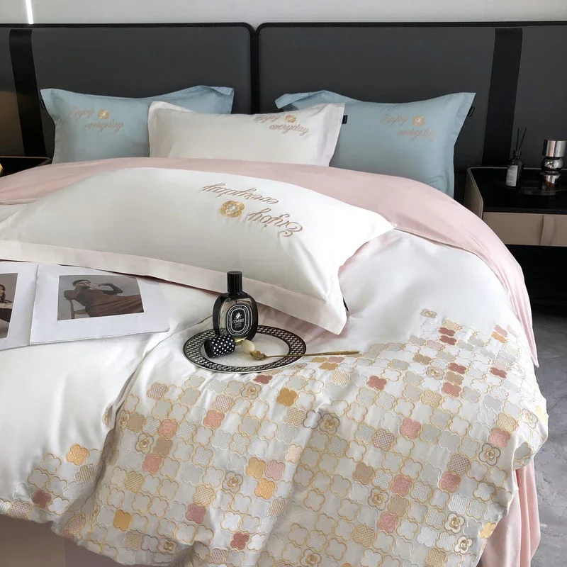 

Изысканное хлопковое постельное белье, Комплект постельного белья с вышивкой, украшение для дома, набор пододеяльников, пододеяльников, простыней, набор подушек